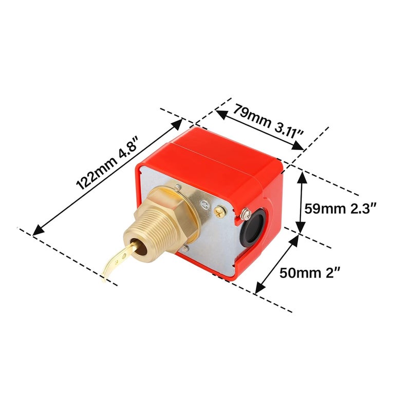 Solimeta Liquid Water Oil Water Flow Sensor Switch Paddle Type SPDT R3/4 250V 15A IP54 HFS-20 Red - Image 3